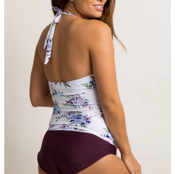 PINKBLUSH maternity Swim set, floral top navy bottom, Size Large, - Picture 3 of 11